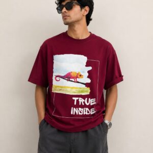 True Inside Chameleon Oversized T-Shirt - Maroon