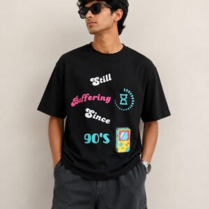 Still Buffering Since 90's Oversized T-Shirt - Black